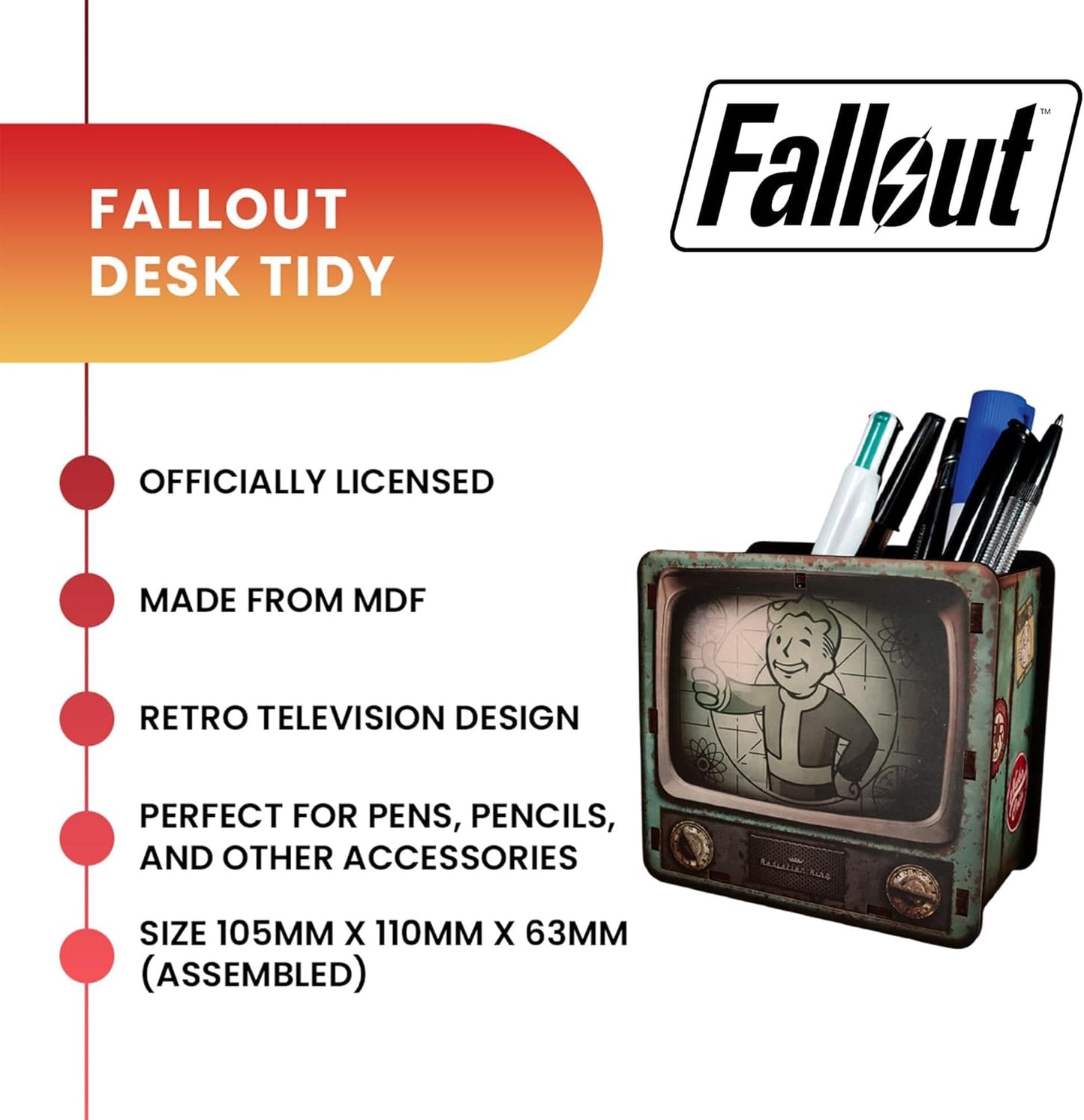 Fallout Vault-Tec MDF Desk Organizer | 4 X 4.5 X 2.5 Inches