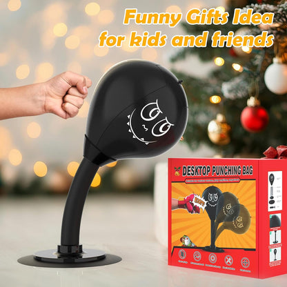 Strong Suction Desktop Punching Bag - Stress Relief Boxing Ball with Upgraded Durable Spring, Secured Office Home Desk Toy Gift for Kids, Friends, and Coworkers