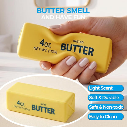 Butter Squishy, Soft Slow Rising Squeeze Toys, Butter Stick Squishy Fidget Toys and Stress Balls Squishies for Office Desk Toys, Party Favors & Birthday Gifts(Yellow)