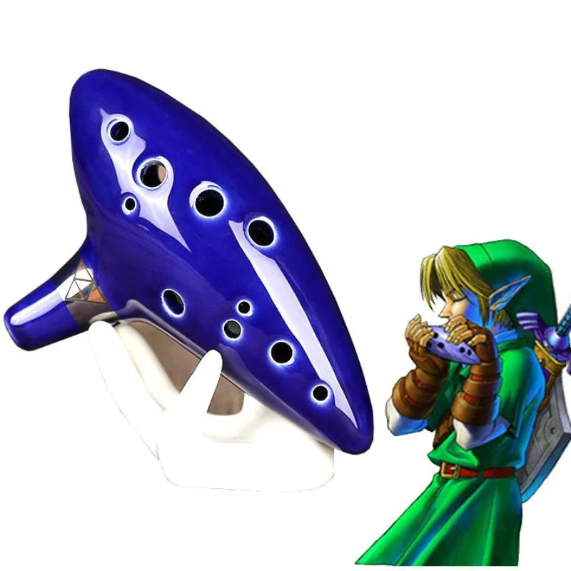The Legend of Zelda Ocarina of Time 12 Holes Ceramic Alto C Ocarina Flute Blue Inspired Time Musical Instrument Gifts Necklace