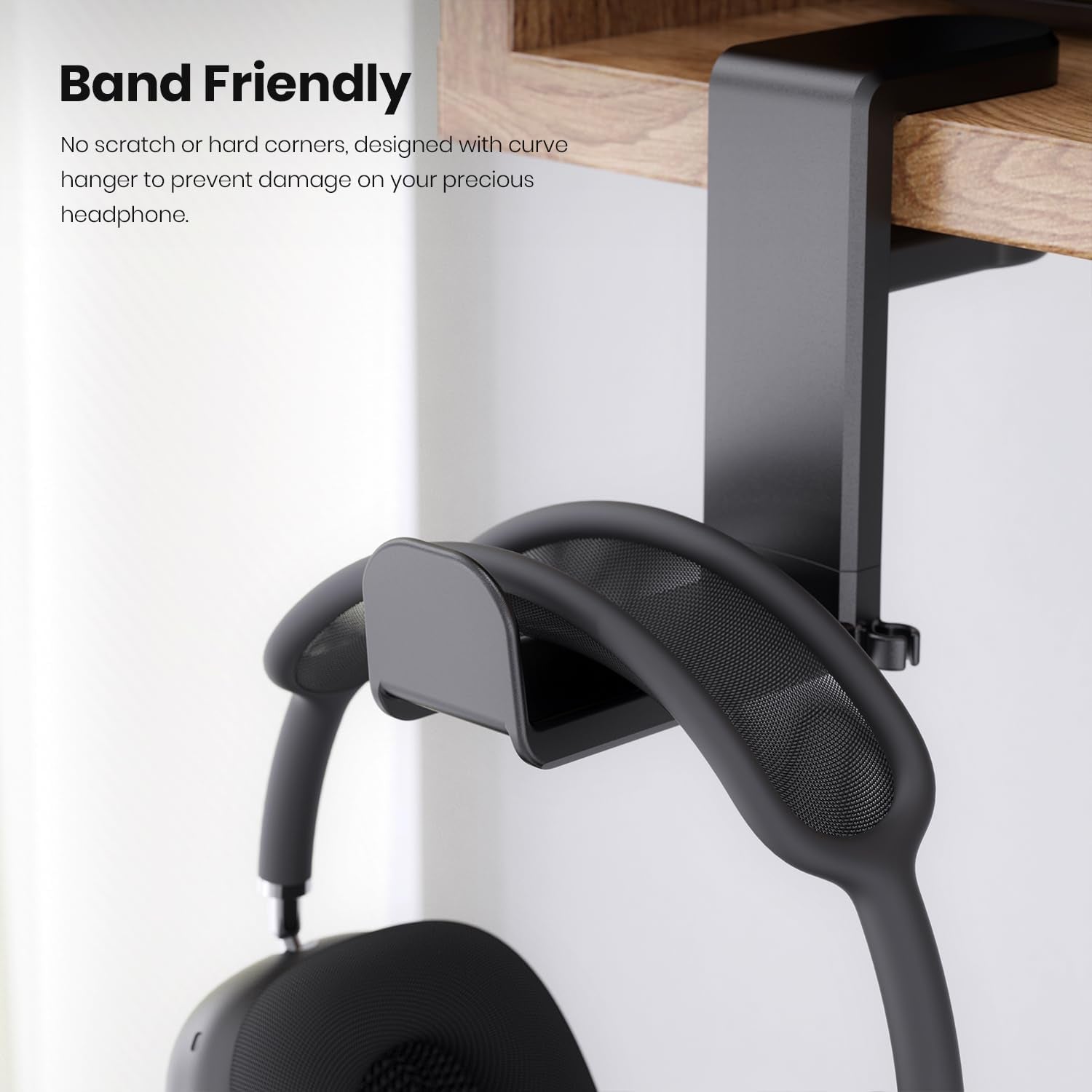 EURPMASK Rotating Headphone Stand - PC Gaming Headset Holder, Adjustable Clamp-On under Desk Hanger with 360 Degree Swivel & Cable Clip Organizer - Black