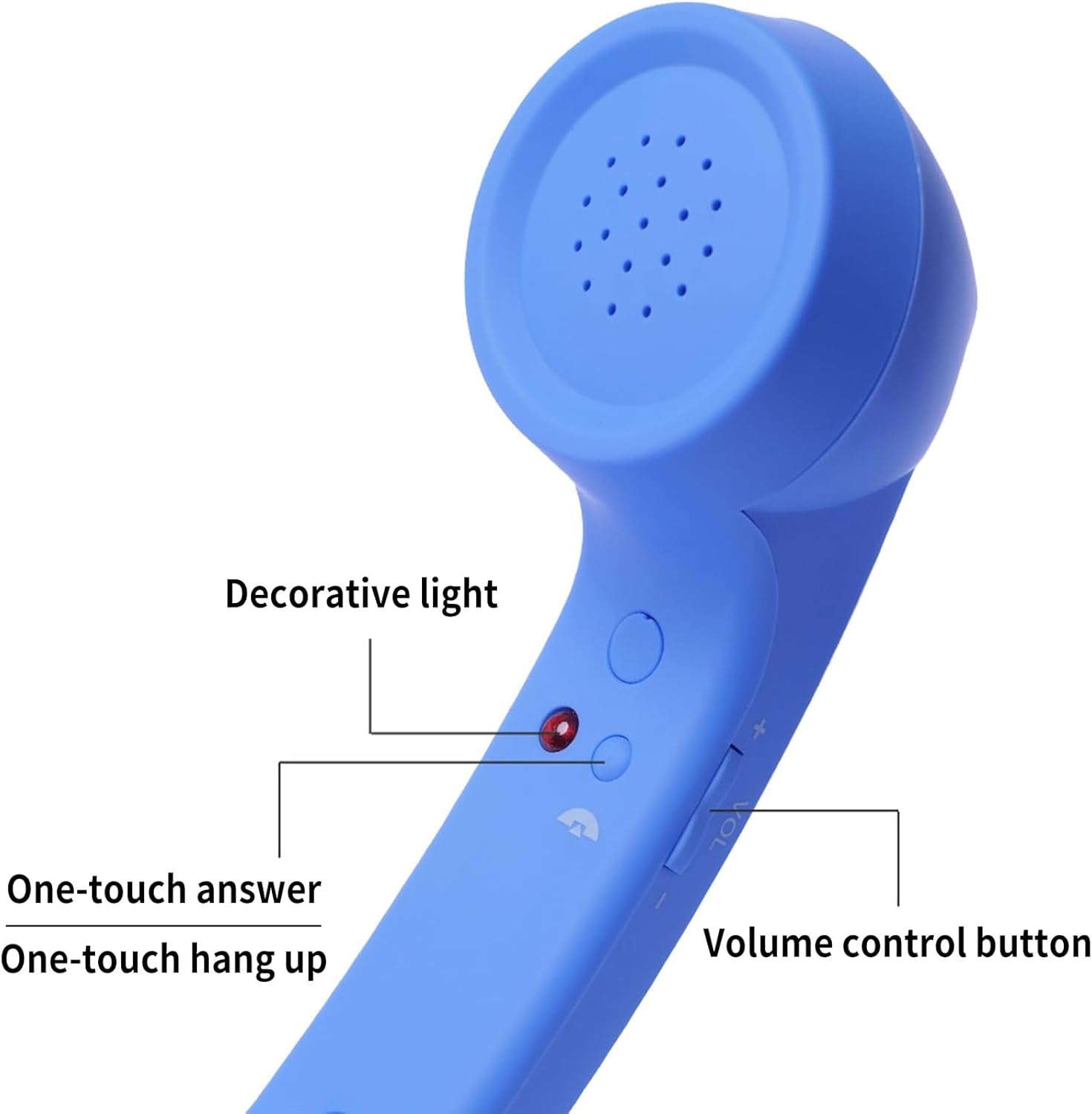 Sunggle Tail Retro Phone Handset for Cell Phone with 3.5Mm Jack, USB-C & Lightning Adapters Wired Vintage Telephone Receiver with Microphone Speaker Answer Button for Smartphones, Tablets & Computers