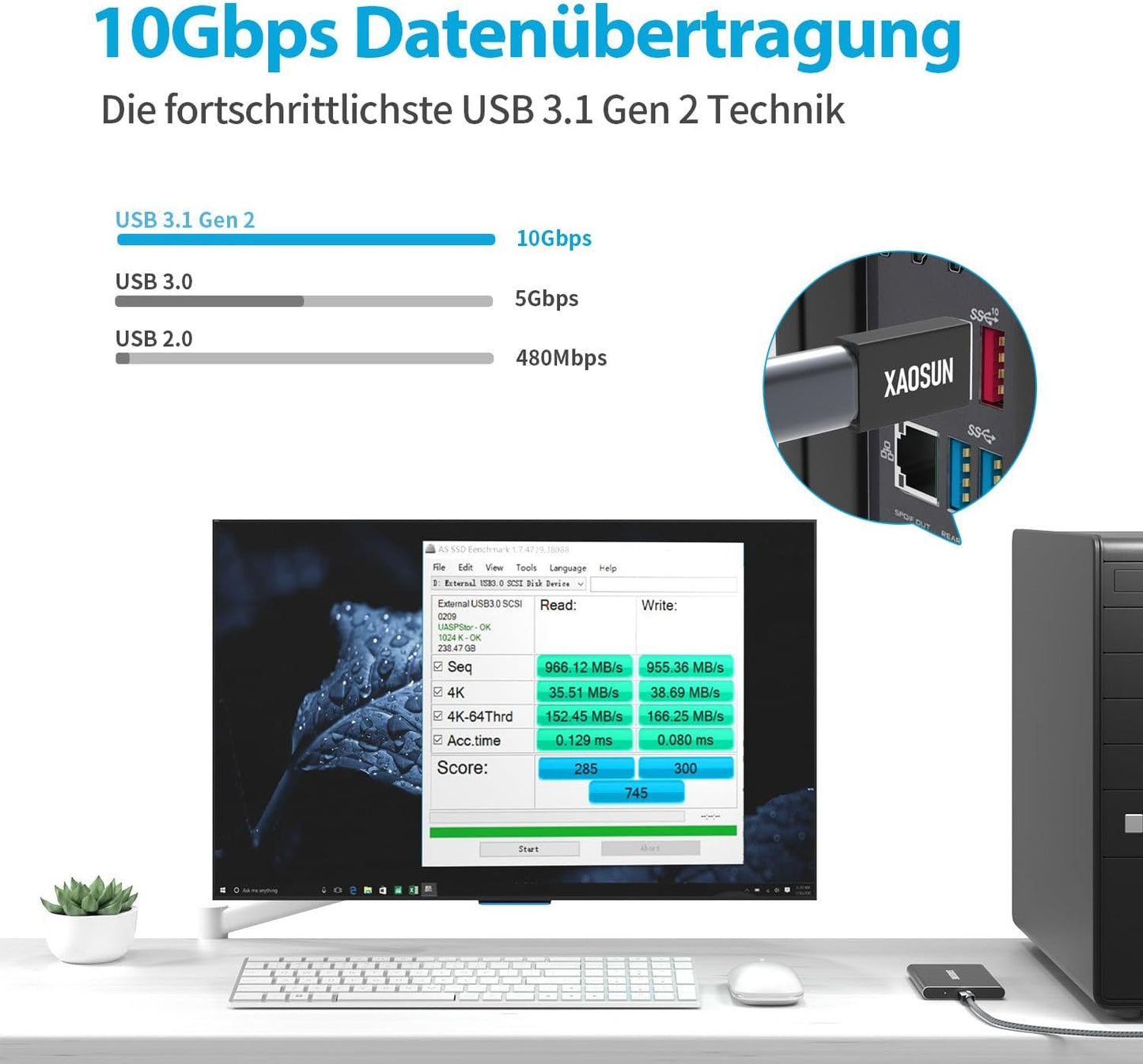 [10Gbps] USB C Female to USB Male Adapter (2-Pack), 3.1 USB a to C Adapter, One-Sided Superspeed Data Sync & 100W Fast Charging for Iphone 17/16 plus Pro Max, Laptop, Charger, Quest Link, Etc.