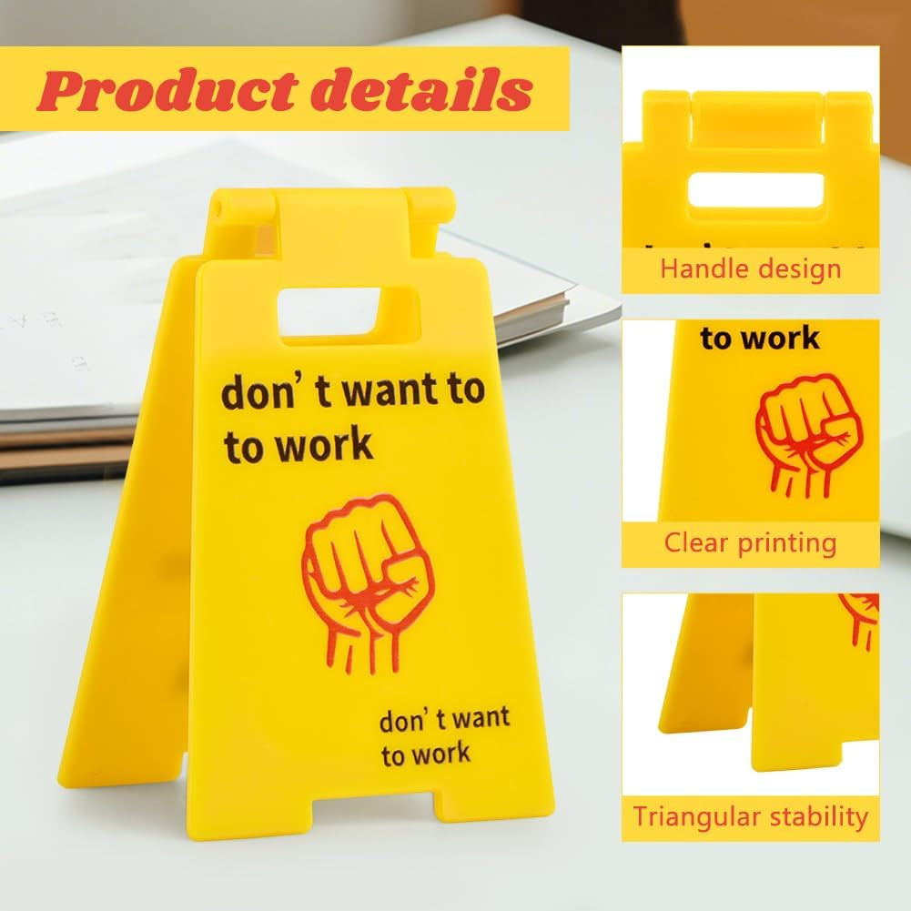 4Pcs Caution Overstimulated Desk Sign, 3D Printed Caution Overstimulated Do Not Approach Signs, Funny Office Warning Sign Desk Decor for Work