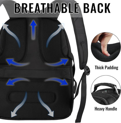 Large Laptop Backpack for Men, Heavy Duty Travel Backpack Carry on Flight Approved, 17 Inch College Work Bookbag, Water Resistant Business Backpack for Men Women, Mochilas Para Hombres