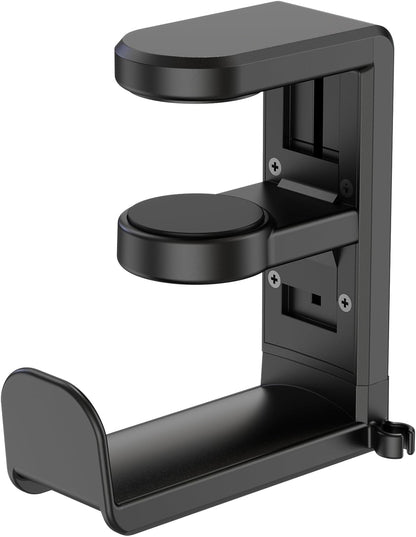EURPMASK Rotating Headphone Stand - PC Gaming Headset Holder, Adjustable Clamp-On under Desk Hanger with 360 Degree Swivel & Cable Clip Organizer - Black
