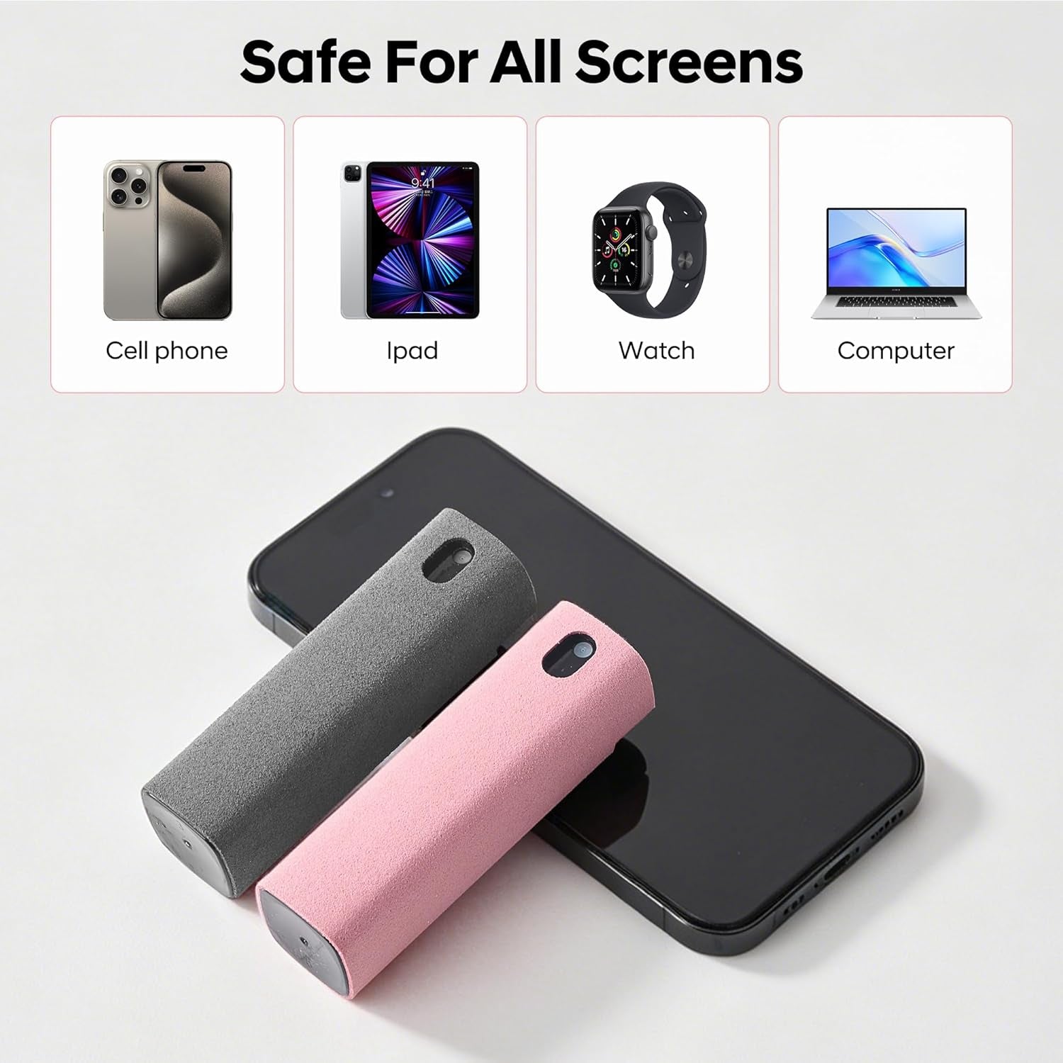 Touchscreen Mist Cleaner, Screen Cleaner, for All Phones, Laptop and Tablet Screens,Two in One Spray and Microfiber Cloth (Grey)