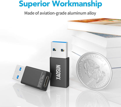 [10Gbps] USB C Female to USB Male Adapter (2-Pack), 3.1 USB a to C Adapter, One-Sided Superspeed Data Sync & 100W Fast Charging for Iphone 17/16 plus Pro Max, Laptop, Charger, Quest Link, Etc.