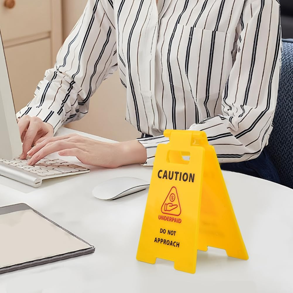 4Pcs Caution Overstimulated Desk Sign, 3D Printed Caution Overstimulated Do Not Approach Signs, Funny Office Warning Sign Desk Decor for Work