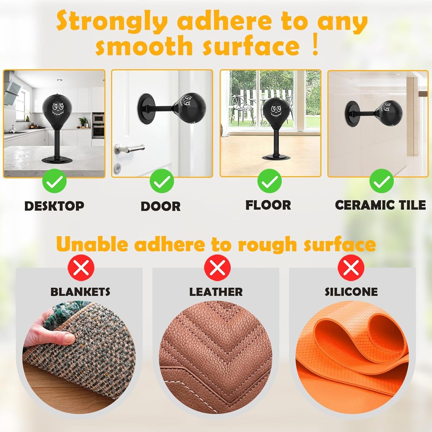 Strong Suction Desktop Punching Bag - Stress Relief Boxing Ball with Upgraded Durable Spring, Secured Office Home Desk Toy Gift for Kids, Friends, and Coworkers