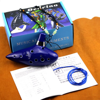 The Legend of Zelda Ocarina of Time 12 Holes Ceramic Alto C Ocarina Flute Blue Inspired Time Musical Instrument Gifts Necklace
