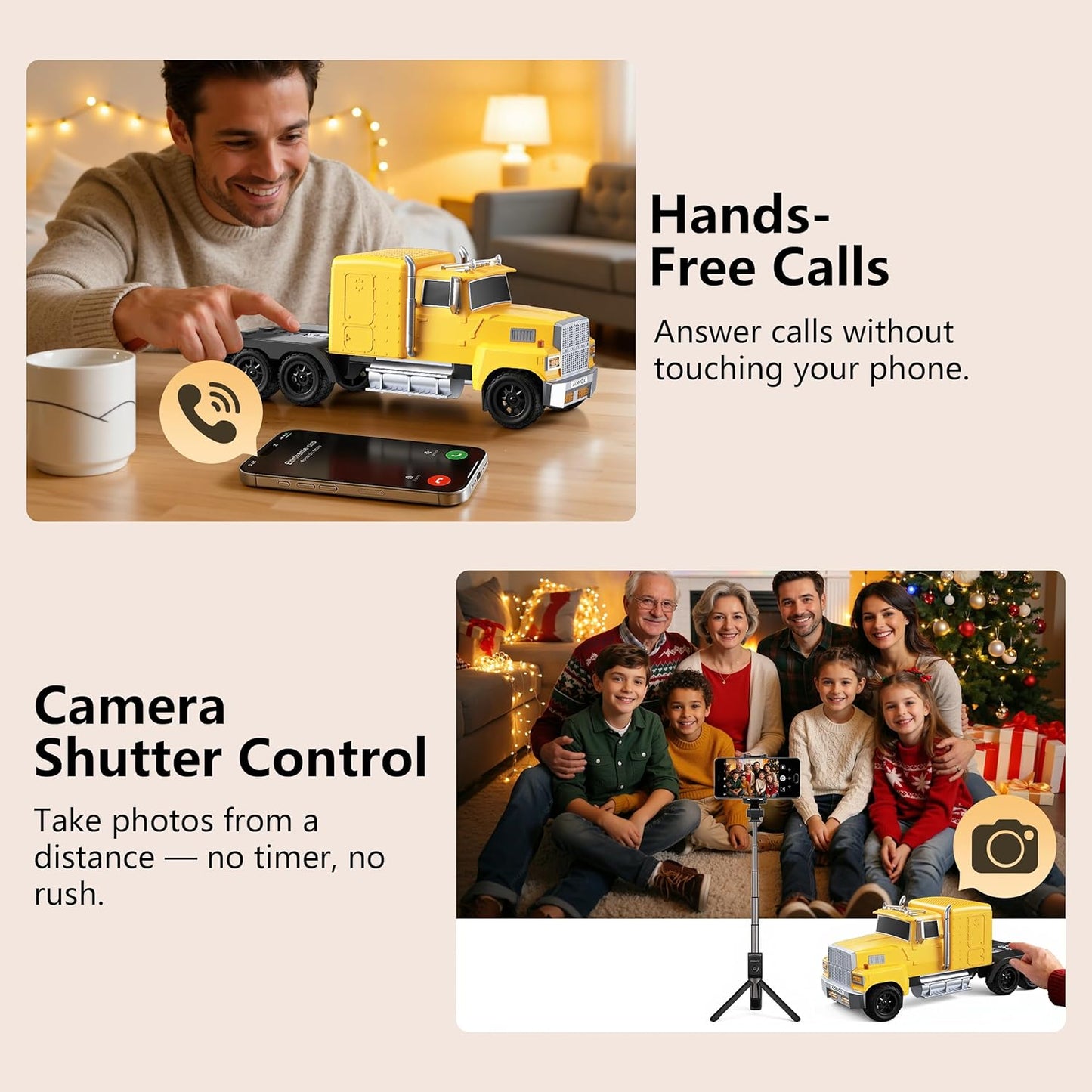 Cybertruck Bluetooth Speaker, Mini Bluetooth Car Speaker with LED Lights, FM Radio, USB TF Card, TWS Stereo Sound, for Dad, Gift Ideas from Daughter or Son, Car Lover Gift