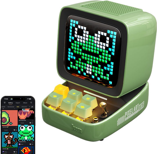 Ditoo Pro Retro Pixel Art Game Bluetooth Speaker with 16X16 LED App Controlled Front Screen (Green)