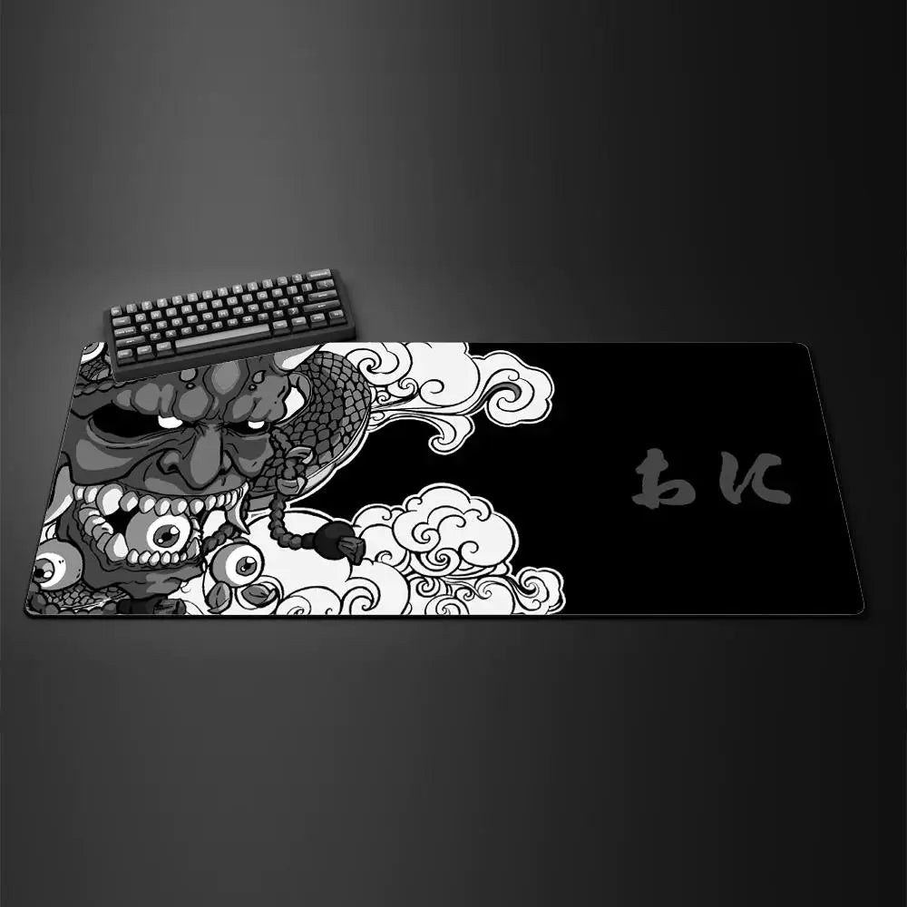 Game Mouse Pad Japanese Samurai Devil Mouse Pad Black Ghost Face Gamer Desk Pad Mouse Pad Carpet Accessories Table Pad