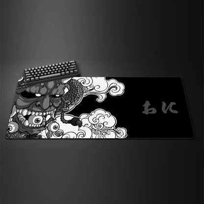 Game Mouse Pad Japanese Samurai Devil Mouse Pad Black Ghost Face Gamer Desk Pad Mouse Pad Carpet Accessories Table Pad