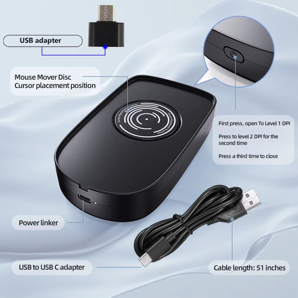USB Mouse Jiggler Automatic Mouse Movement Simulator with ON/OFF Switch Virtual Mouse Mover for Computer Awakening, Keeps Active