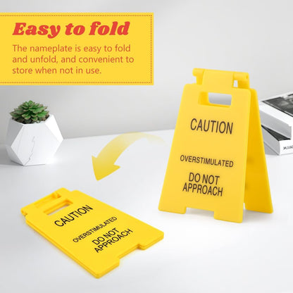 4Pcs Caution Overstimulated Desk Sign, 3D Printed Caution Overstimulated Do Not Approach Signs, Funny Office Warning Sign Desk Decor for Work