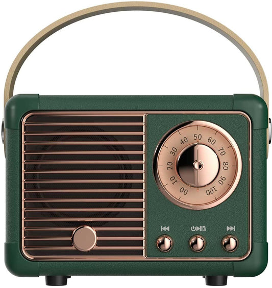 Retro Bluetooth Speaker, Vintage Decor Mini Wireless Speaker, Cute Portable Small Speaker for Bedroom Desk Kitchen Office, Old Fashion Style Room Decor Speaker, Gift for Women Men Girls(Green)