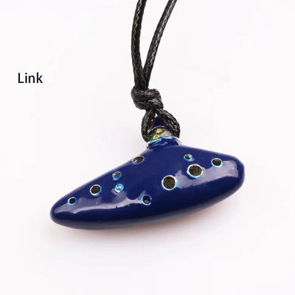 The Legend of Zelda Ocarina of Time 12 Holes Ceramic Alto C Ocarina Flute Blue Inspired Time Musical Instrument Gifts Necklace