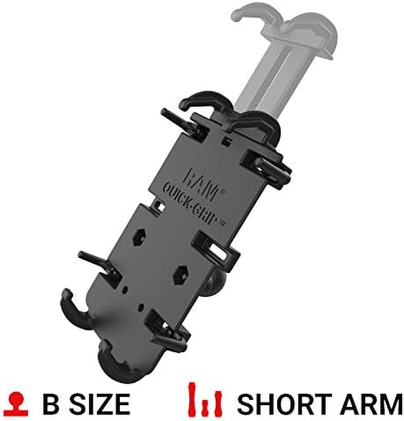 Quick-Grip XL Phone Mount with Handlebar U-Bolt Base, B Size 1" Ball Short Arm, Motorcycle, ATV/UTV & Bike Mount RAM-B-149Z-A-PD4U