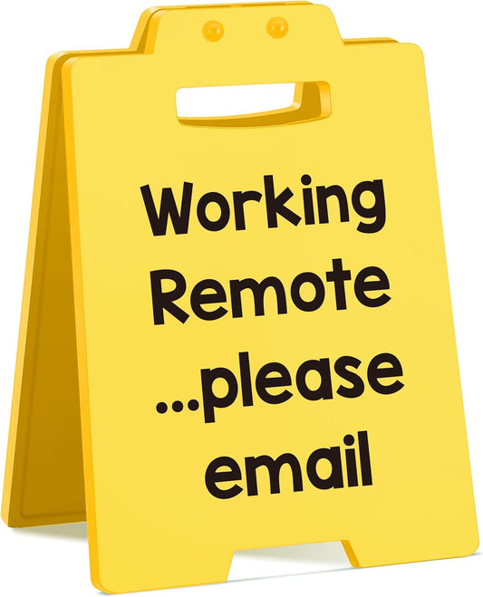 Mini Funny Office Desk Sign – “Working Remote ...Please Email” – Sarcastic Remote Work Decor for Coworkers & Teams – Gag Gift for Home Office, Desk or Virtual Collaboration