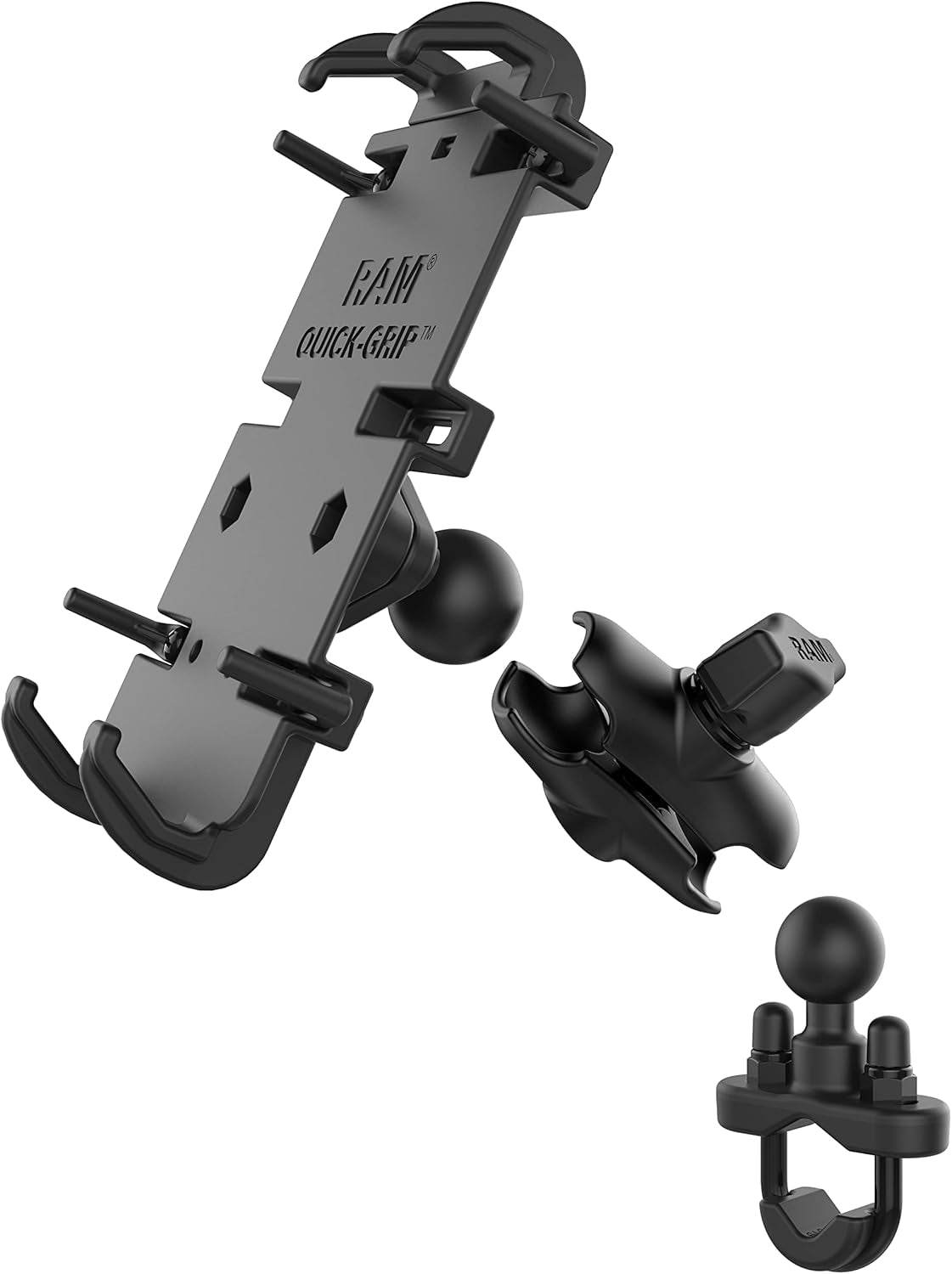 Quick-Grip XL Phone Mount with Handlebar U-Bolt Base, B Size 1" Ball Short Arm, Motorcycle, ATV/UTV & Bike Mount RAM-B-149Z-A-PD4U